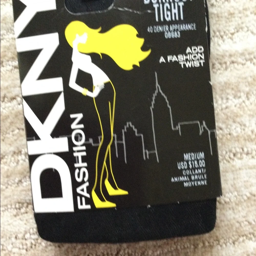 DKNY Fashion Hosiery Animal Burnout Tight Black Size Medium